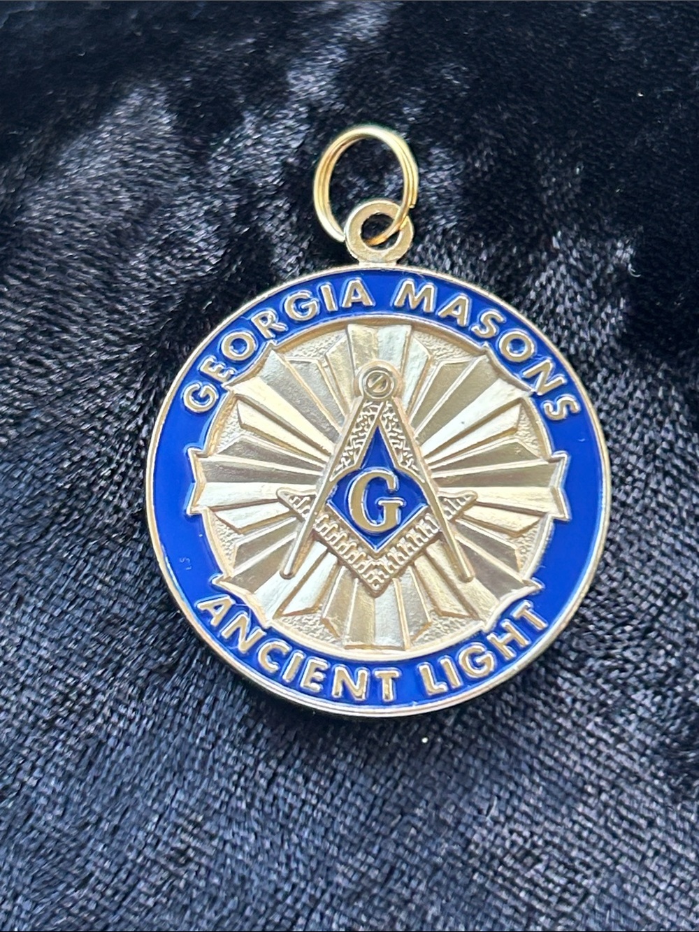 Georgia Masons Masonic Lodge Gold Medal Enamel Pendant - Fraternal Ancient Light